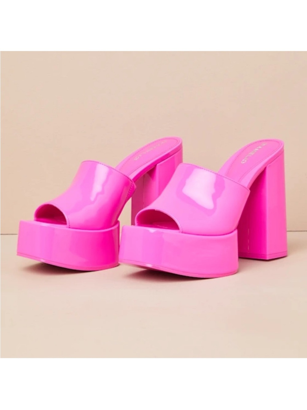 D'Amelio Footwear Ravina Ultra Pink Soft Patent Platform Statement Sandals Lulus
